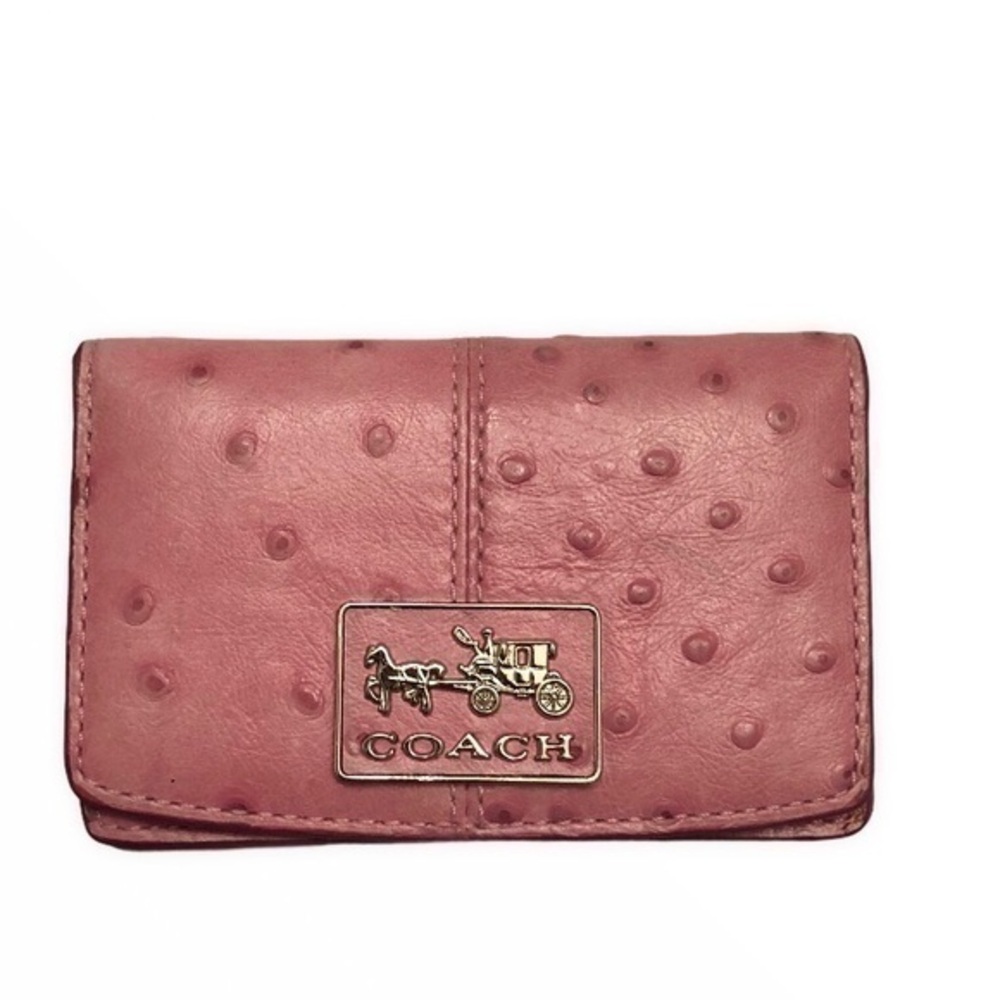Coach vintage y2k rare Madison pink ostrich embossed leather mini wallet